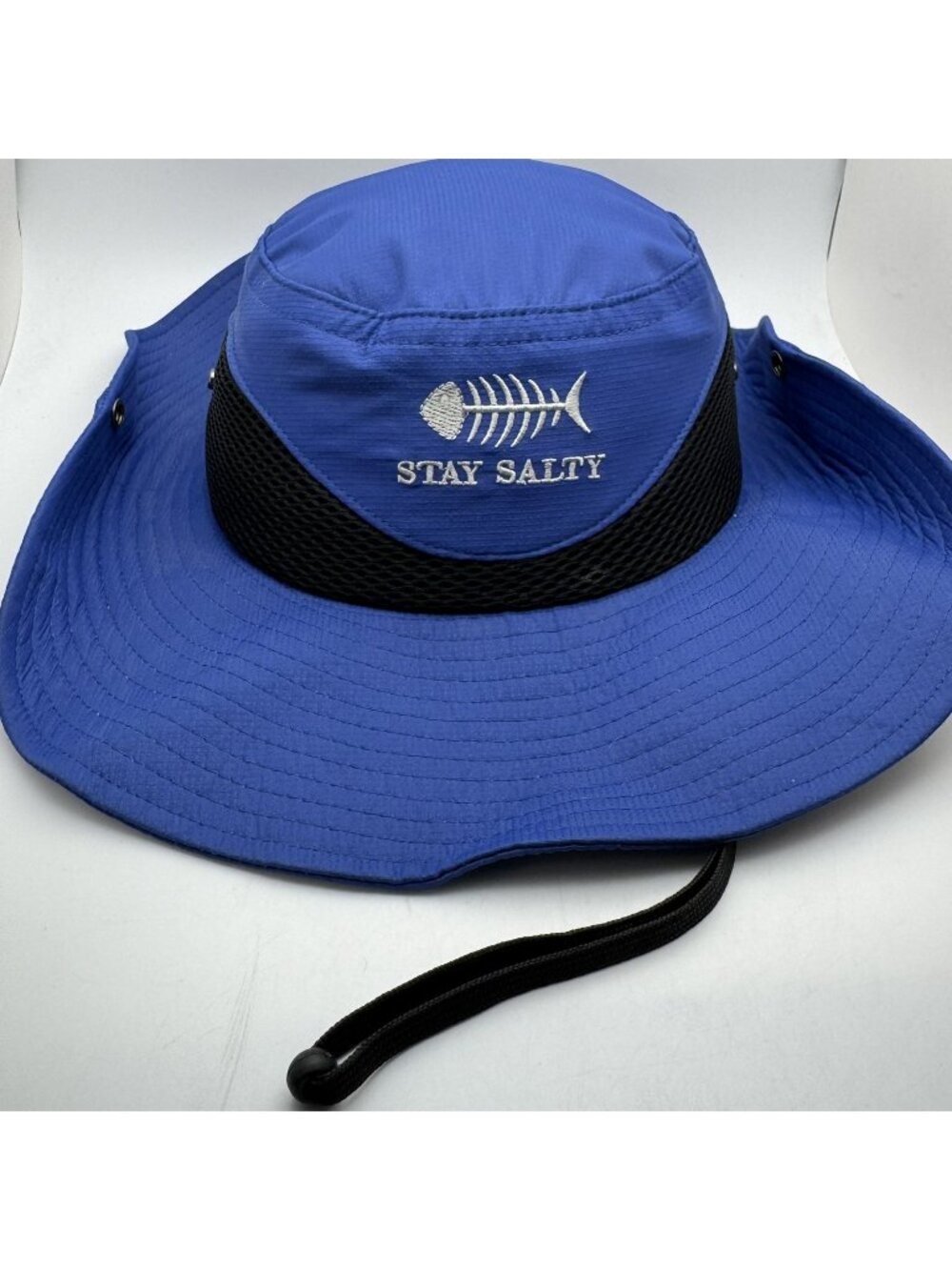 Lucky 7 USA Boonie Hat Fishing Sun Hat "Stay Salty" Men's Blue Nylon Mesh Vent